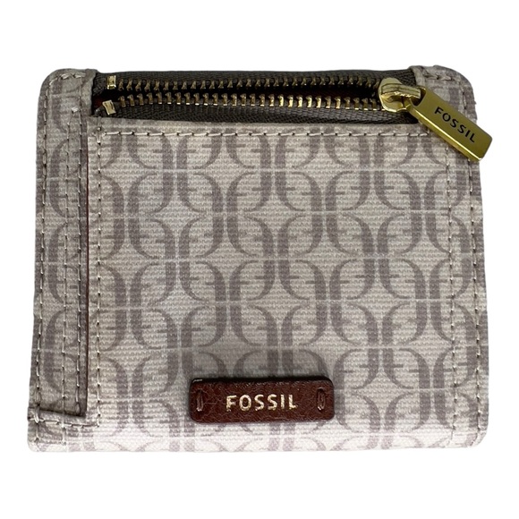 EUC Fossil Women's Bifold Wallet Tan Brown Taupe Snap Closure - Picture 3 of 15